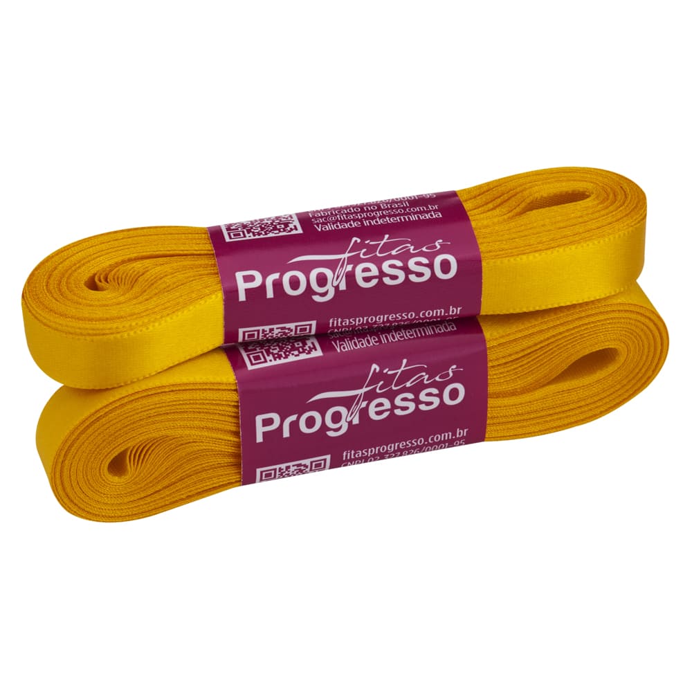 Fita Cetim CF 002 Simples 10mmx10m 038 Amarelo Ouro Progresso