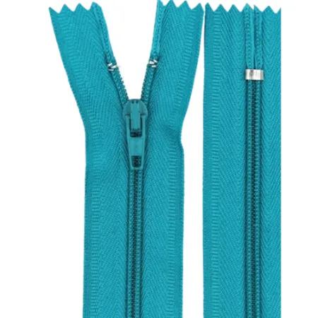 Zíper Nylon Fino Fixo 20 cm 349 Azul Esmeralda C/ 10 un