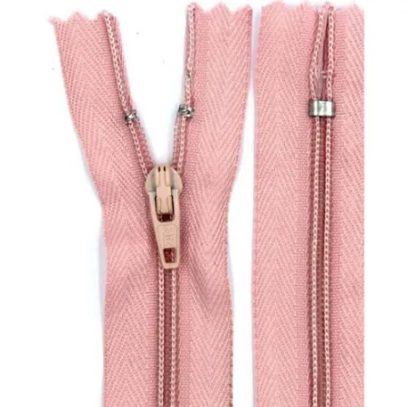 Zíper Nylon Fino Fixo 20 cm 811 Quartzo Rosa C/ 10 un