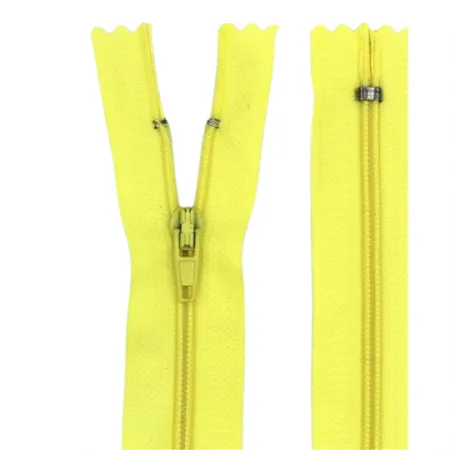 Zíper Nylon Fino Fixo 60 cm 503/104 Amarelo Bebê C/ 10 un