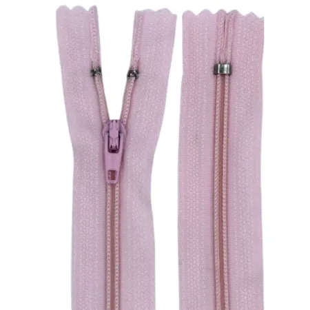 Zíper Nylon Fino Fixo 60 cm 512/132 Rosa Claro C/ 10 un