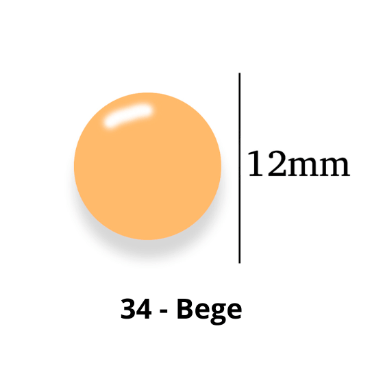 Botão de Pressão de Plástico Colorido 12mm 200 unidades 34 Bege Ritas