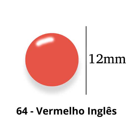 Botão de Pressão de Plástico Colorido 12mm 200 unidades 64 Vermelho Inglês Ritas