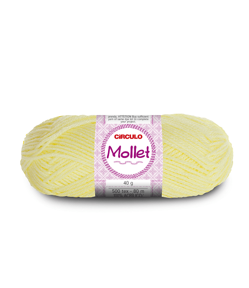 Lã Mollet 40g 80 metros 325 Amarelo Candy Circulo