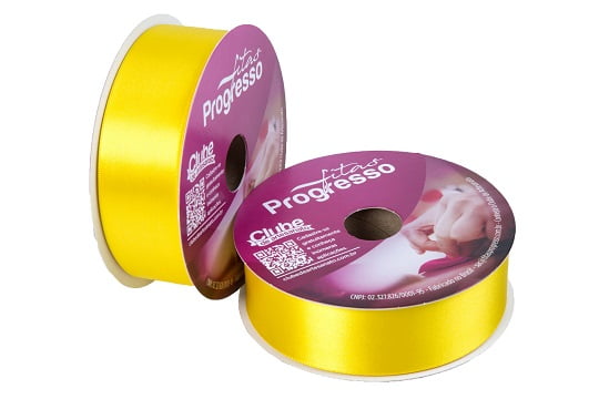 Fita Cetim CF 009 Simples 38mmx50m 763 Amarelo Gema Progresso