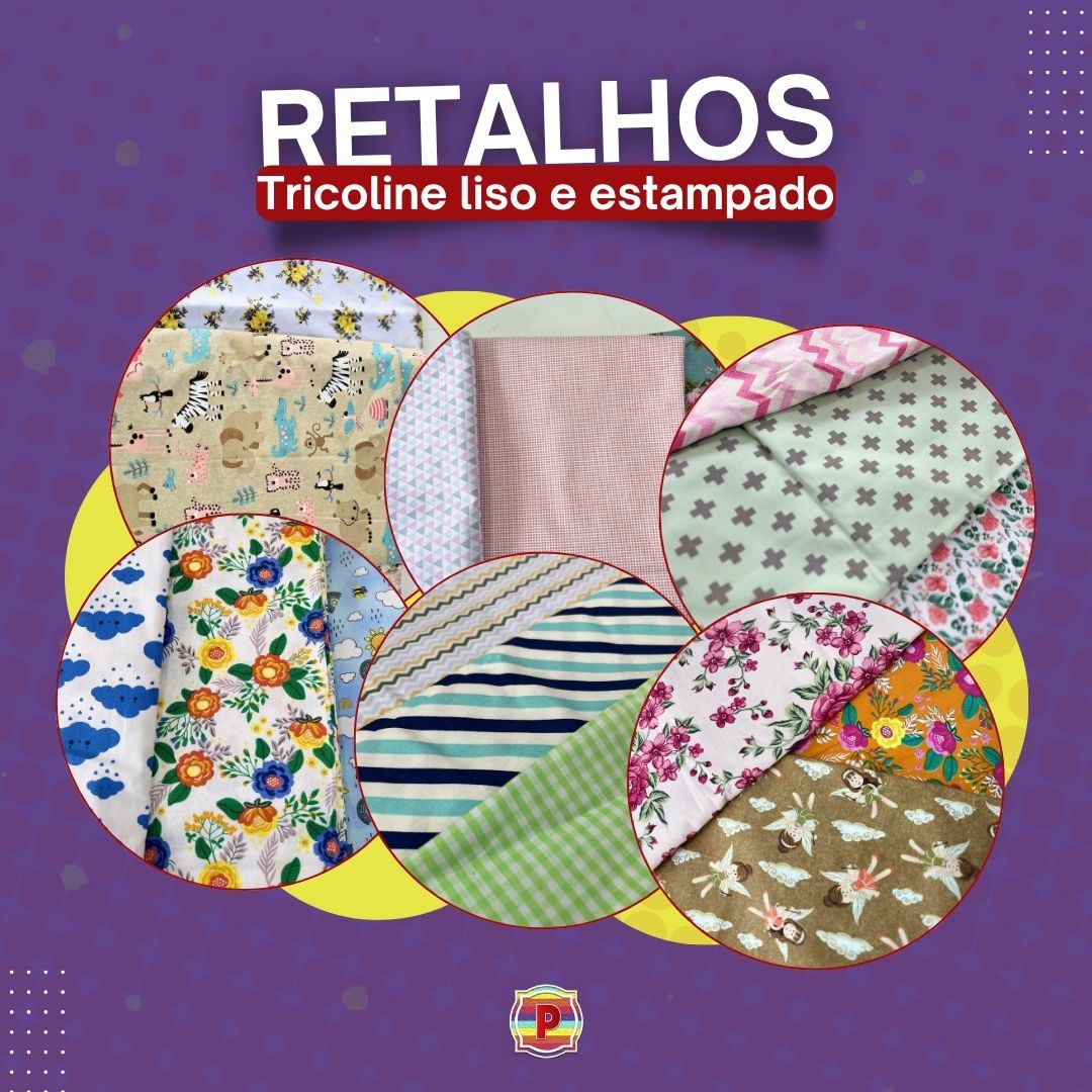 Tecido Tricoline Sortido Estampado e lisos