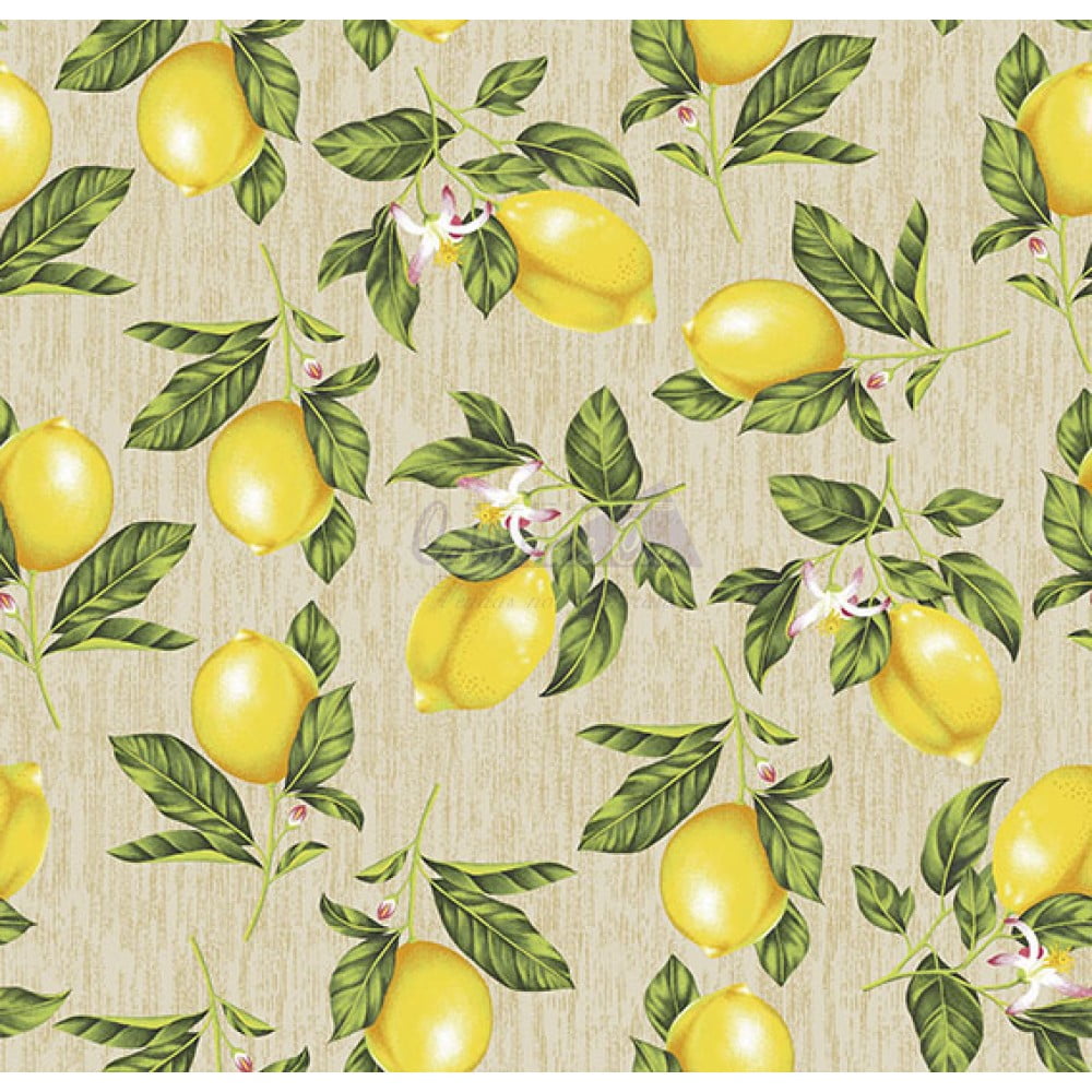 Tecido Tricoline Estampado 100% Algodão Limão Cor (Bege)