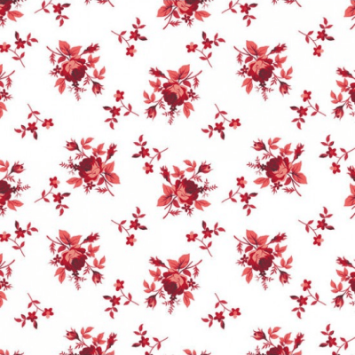 Tecido Tricoline Estampada Floral Angel cor 09 (Vermelho)
