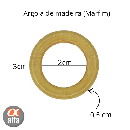 Argola de Madeira As32694-1 Marfim 20 Unidades