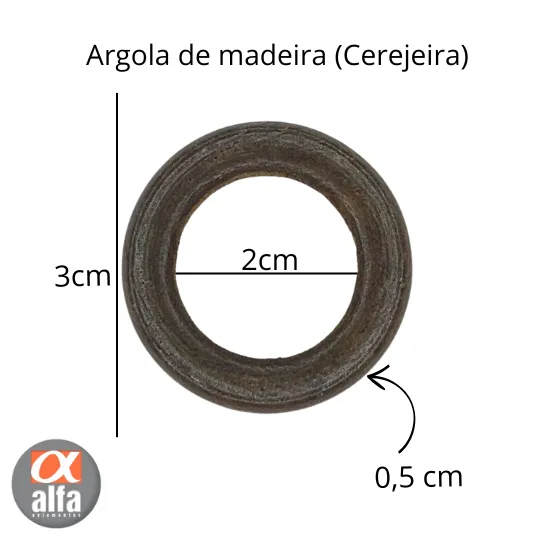 Argola de Madeira As32694-3 Cerejeira 20 Unidades