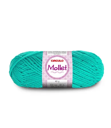 Lã Mollet 40g 80 metros 5556 Azul Tiffany Circulo