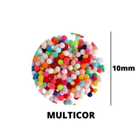 Pompom 10mm Multicolor C/ 200un