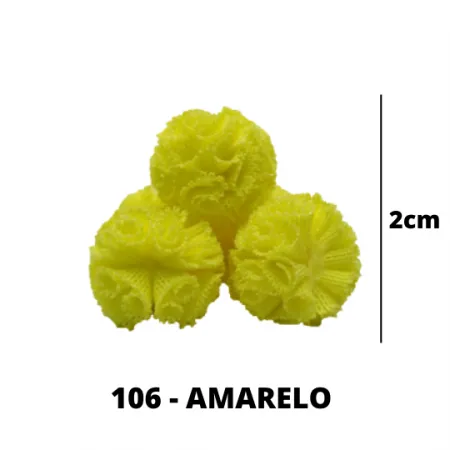 Pompom Frufru Tecido 2cm 106 Amarelo 100un