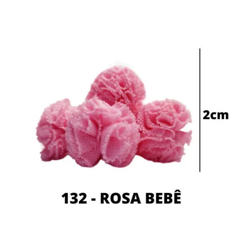 Pompom Frufru Tecido 2cm 132 Rosa Bebê 100un
