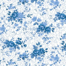 Tecido Tricoline Estampada Floral  cor 18 (Azul) 