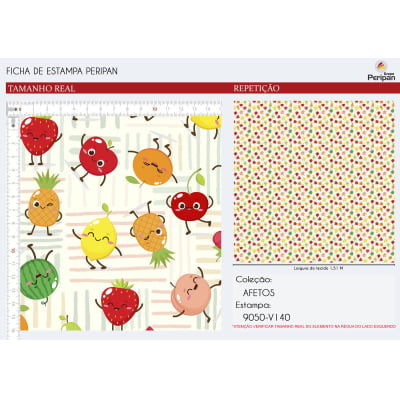 Tecido Tricoline Estampado Emoji frutas 9050-V140