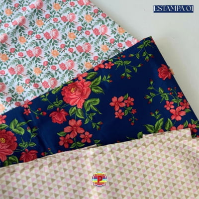 Tecido Tricoline Sortido Estampado e lisos