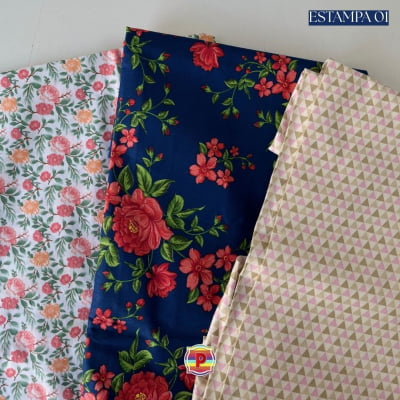 Tecido Tricoline Sortido Estampado e lisos