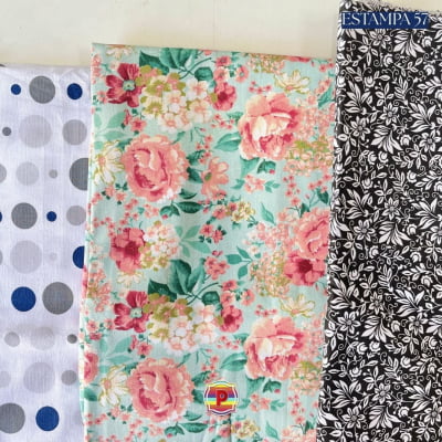 Tecido Tricoline Sortido Estampado e lisos