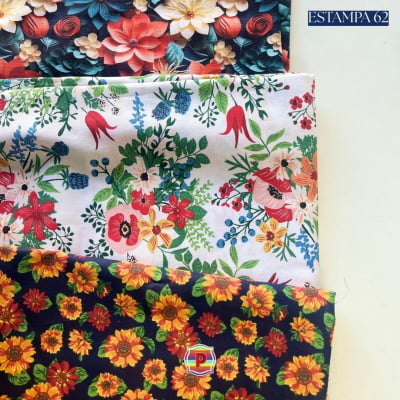 Tecido Tricoline Sortido Estampado e lisos