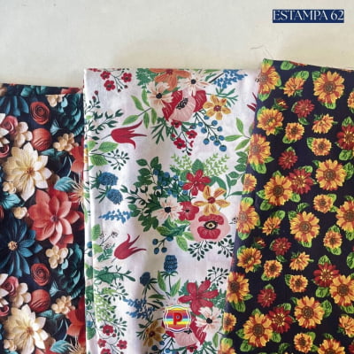 Tecido Tricoline Sortido Estampado e lisos