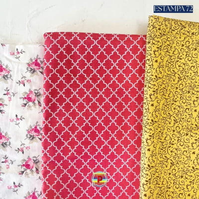 Tecido Tricoline Sortido Estampado e lisos