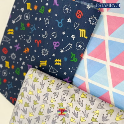 Tecido Tricoline Sortido Estampado e lisos