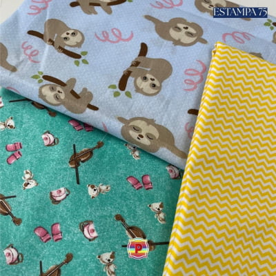 Tecido Tricoline Sortido Estampado e lisos