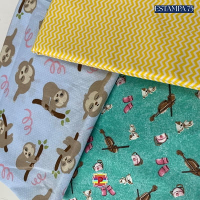 Tecido Tricoline Sortido Estampado e lisos