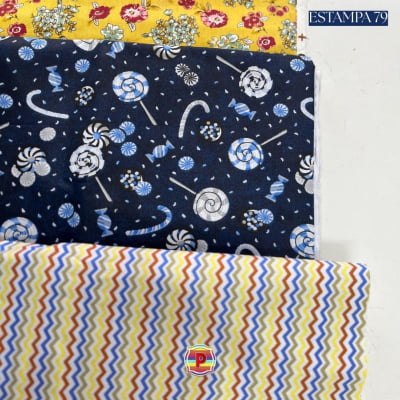 Tecido Tricoline Sortido Estampado e lisos