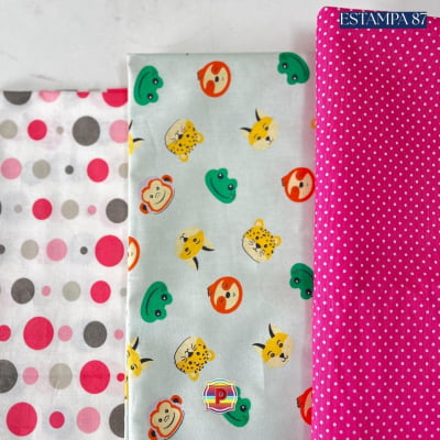 Tecido Tricoline Sortido Estampado e lisos