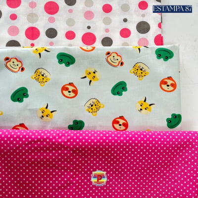 Tecido Tricoline Sortido Estampado e lisos