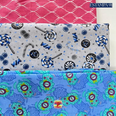 Tecido Tricoline Sortido Estampado e lisos