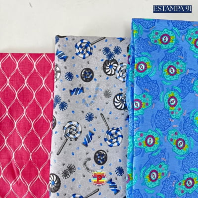 Tecido Tricoline Sortido Estampado e lisos