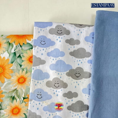 Tecido Tricoline Sortido Estampado e lisos