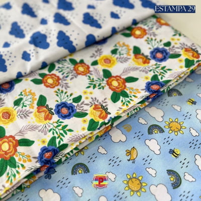 Tecido Tricoline Sortido Estampado e lisos