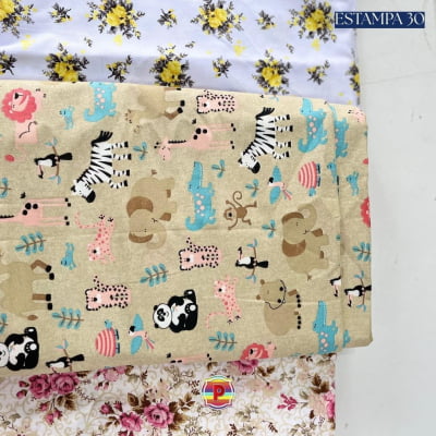 Tecido Tricoline Sortido Estampado e lisos