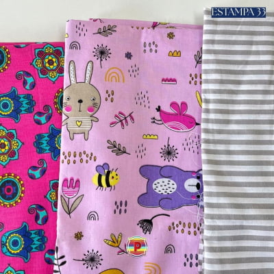 Tecido Tricoline Sortido Estampado e lisos