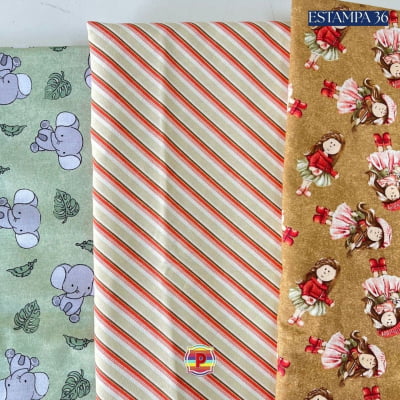 Tecido Tricoline Sortido Estampado e lisos