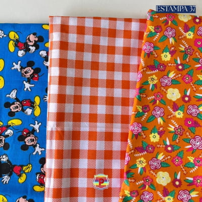 Tecido Tricoline Sortido Estampado e lisos