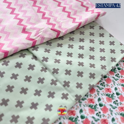 Tecido Tricoline Sortido Estampado e lisos
