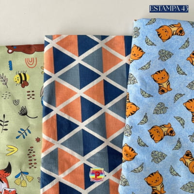Tecido Tricoline Sortido Estampado e lisos