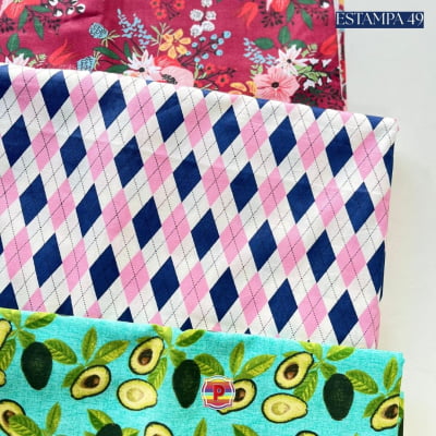 Tecido Tricoline Sortido Estampado e lisos