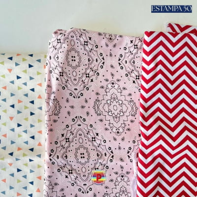 Tecido Tricoline Sortido Estampado e lisos