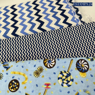 Tecido Tricoline Sortido Estampado e lisos