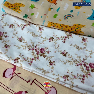 Tecido Tricoline Sortido Estampado e lisos