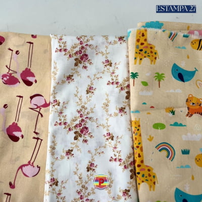 Tecido Tricoline Sortido Estampado e lisos