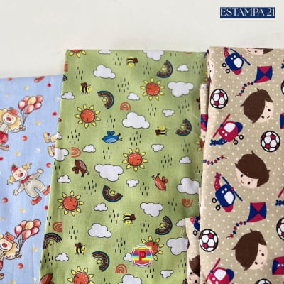 Tecido Tricoline Sortido Estampado e lisos