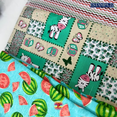 Tecido Tricoline Sortido Estampado e lisos