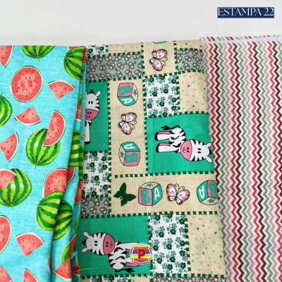 Tecido Tricoline Sortido Estampado e lisos